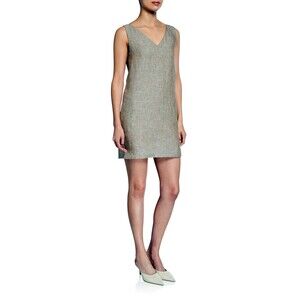 NWT THEORY 6 mini dress jumper sleeveless striped linen v-neck shift year round